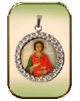 купить нательная иконка кулон святой Пантелеймон финифть образок