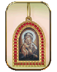 купить нательная иконка кулон святой Богородица, финифть, образок, фото